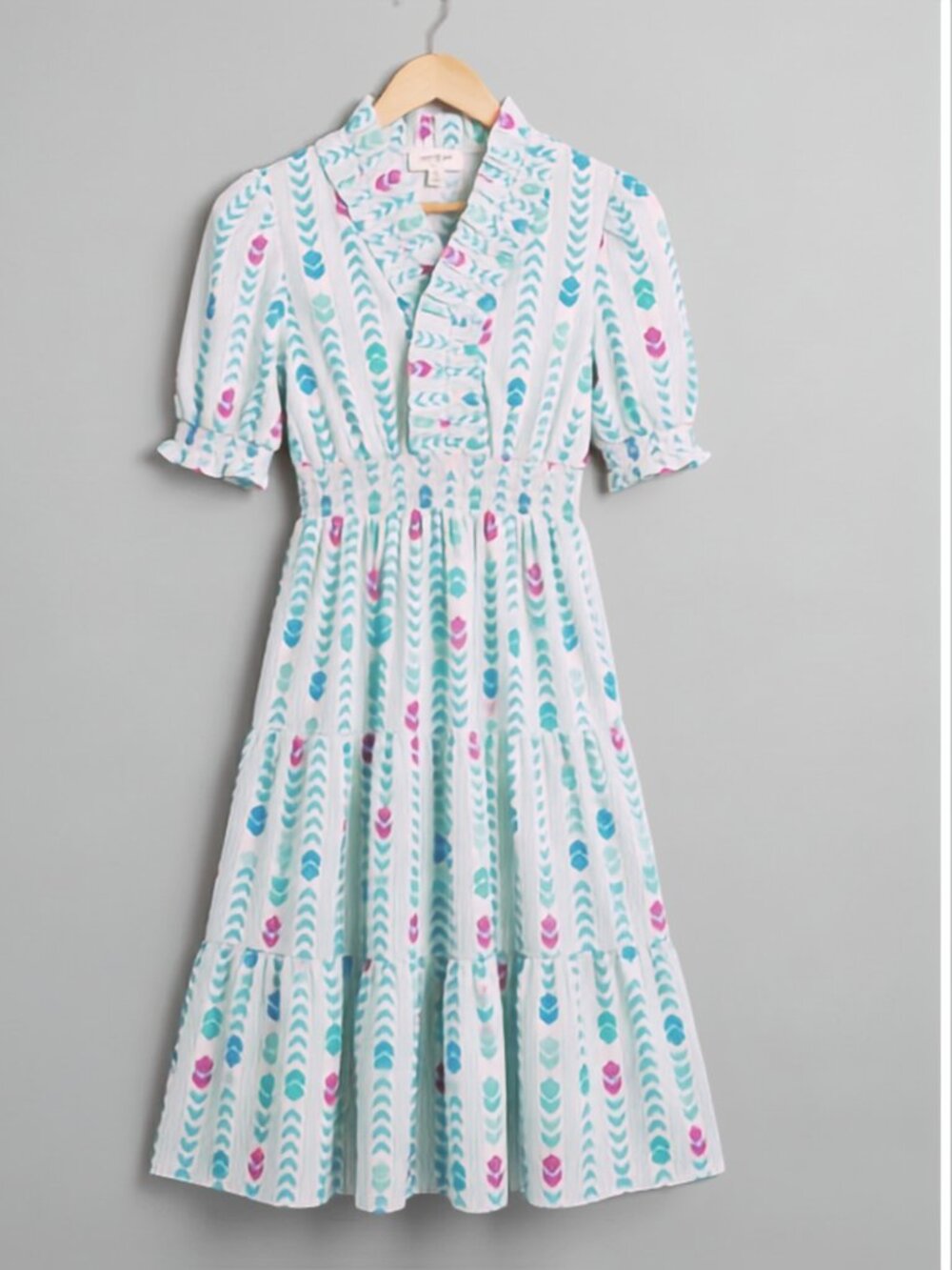 Umgee Vibrant Ruffle Smocked Midi Dress